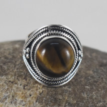 925 Sterling Silver Tiger Eye Gemstone Artisan Engagement Ring For Women Gift - £37.42 GBP
