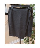 Cabi Women Gray Solid Rayon Asymmetrical Faux Wrap Side Zip Pencil Skirt... - $44.68 CAD