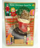 Vintage 1984 Avon Christmas Teddy Bear in a Santa Hat Pin - New on Card - £4.67 GBP
