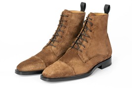 Men&#39;s Handmade Stylish Ankle Long Boot Handmade Leather Sole, Buckle boo... - $179.99