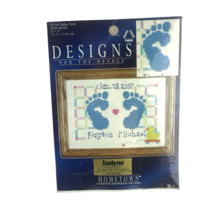 Janlynn Counted Cross Stitch Kit Baby Feet Birth Record 5118 Vintage 90s - $9.89
