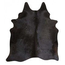 Black Cowhide Area Rug Handmade Size 5X5 Natural Premium Leather Quality - £116.89 GBP