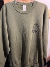 USMC Repel Tech Vintage Men’s XL Olive Green Sweatshirt LS Cotton Polyes... - $29.70