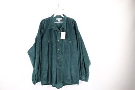 NOS Vtg 90s Streetwear Mens XL Baggy Fit Corduroy Collared Button Shirt Green - £54.91 GBP