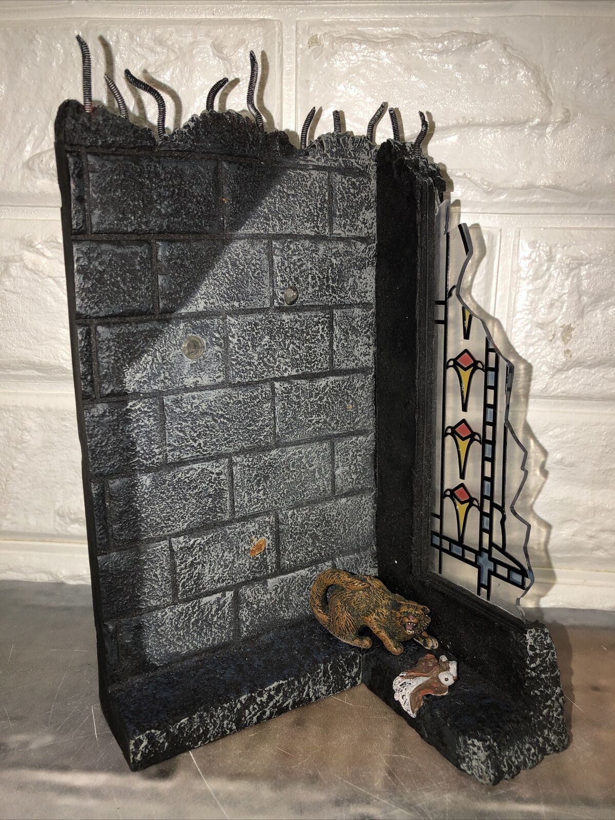 McFarlane Toys 2000 Diorama Castle Building With Cat & “Broken Stained Glass” 8” - $42.07