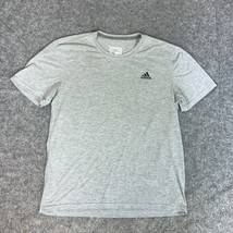 Adidas Mens Shirt Large Gray Short Sleeve Tee Casual Knit Ultimate Top Logo - £14.65 GBP