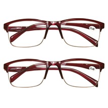 2 Pair Womens Half Frame Square Classic Reading Glasses Red Spring Hinge... - $8.69
