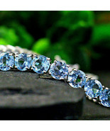 5.00 Ct Round Cut Blue Aquamarine Tennis Bracelet Women&#39;s 14k White Gold... - $225.16