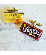 Unique WONKA BAR &amp; GOLDEN TICKET CUFFLINKS groom CHOCOLATE wedding CUFFS... - €13,42 EUR