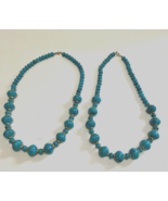 Vintage costume jewelry blue swirl bead necklace lot - $21.73