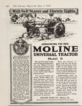 1918 Print Ad Moline Universal Tractors Model D Self Starting &amp; Lights M... - £11.98 GBP