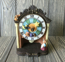 Resin Wooden Clock Like Music Box with Bears with Song &quot;As Time Goes By&quot; - $18.39