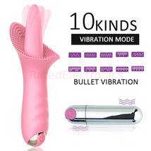 Vibrating Tongue Licking Clit Vibrator G-Spot Sucking Oral Massager Sex ... - £9.88 GBP