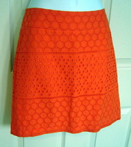 BANANA REPUBLIC Bold Orange Embroidered Cotton Eyelet Overlay Mini Skirt... - £11.44 GBP