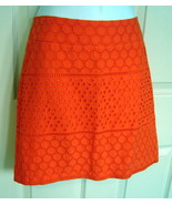 BANANA REPUBLIC Bold Orange Embroidered Cotton Eyelet Overlay Mini Skirt... - £11.48 GBP