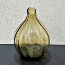 Mikasa BILLOW Blown Art Glass Vase Smokey Brown Slightly Fluted 9.5 Inch - £15.05 GBP