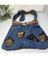 Denim Shoulder Bag Western Belt Buckle Jean Purse Tapestry Backside Hand... - £18.92 GBP