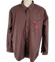 Cinch Long Sleeve Brown Plaid Button Embroidered Logo Shirt Men&#39;s Size XL - $27.67
