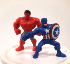 Marvel Heroes Miniature Micro Mini Red Hulk Captain America Cake Topper 2&quot; LOT 2 - £4.96 GBP