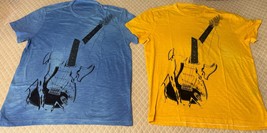 Lot of 2 John Varvatos Star USA Men&#39;s Stone Wash Broken Guitar Graphic T... - $59.98