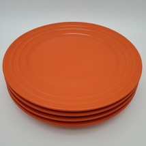 4 Rachael Ray Double Ridge 11” Dinner Plates lot Orange L008 - £31.64 GBP
