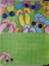 2 Same Reversible Nonclear Plastic Placemats (12&quot;x18&quot;) SUMMER FLIP FLOPS... - £9.60 GBP