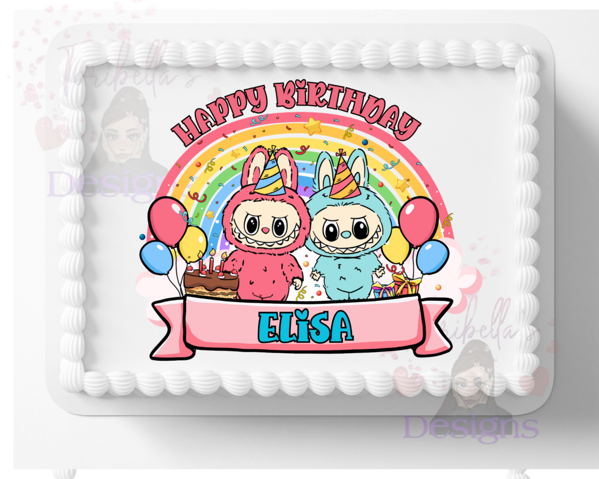 Fuzzy Teeth Monsters Edible Image Labu Birthday Cake Topper Frosting Sheet - $16.14+