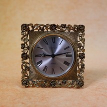 Matson Quarts Japan Vintage embellished small desk clock 24k gold plated - $58.41