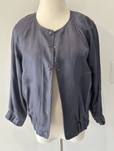 Club Monaco womens medium Blue/gray Silk Button Down Jacket Medium NWOT - $19.79