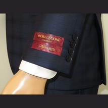 Men Suit BERLUSCONI Turkey 100% Italian Wool Super 180's 3pc Vested #Ber24 Navy image 2