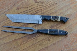 damascus hand forged knife and fork BBQ set From The Eagle Collection 2P053 - £46.65 GBP