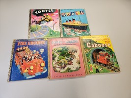 Lot of 5 Little Golden Books Mixed Lot Vintage cars boat trains - £7.42 GBP