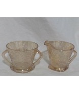 Vintage Amber Pressed Glass Cream And Sugar Bowl A1 - $15.07 CAD