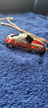 New Betsey Johnson Necklace Car Red White Rhinestone Collectible Decorative Nice - £11.85 GBP