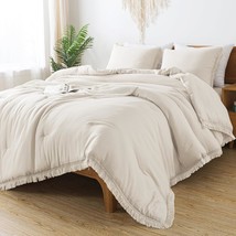 Andency Queen Comforter Set Beige, 3 Pieces, 90X90In Comforter &amp; 2 Pillowcases - $50.99