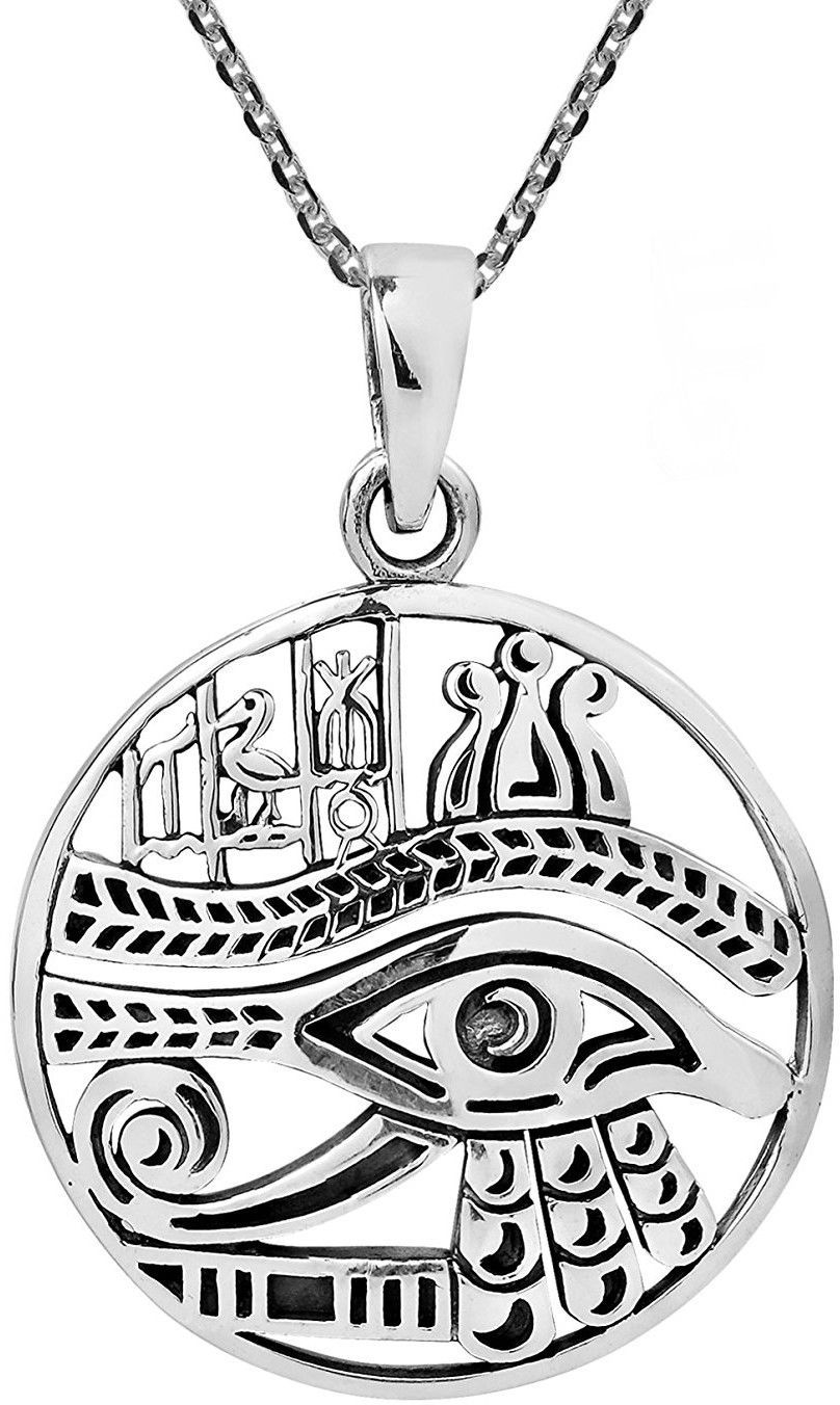 Eye Of Horus Magical Egyptian Amulet .925 Sterling Silver Necklace - £99.31 GBP