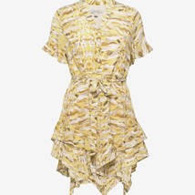 All Saints Frankie Oniyuri Graphic Print Frilled Mini Dress Yellow Layer... - $48.51
