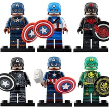 6pcs/set Avengers Endgame Captain America Worthy and Hydra Minifigure Toys - £12.03 GBP