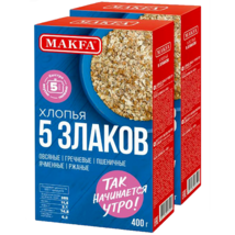 2 PACK 5 Grains FLAKES CEREAL 2x400G Makfa Made in Russia RF 5 МАКФА Злаков - $9.89