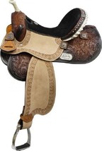 14&quot; Western Horse Saddle Leather Full QH Bars w/ Barrel Racer Conchos Double T - £317.64 GBP