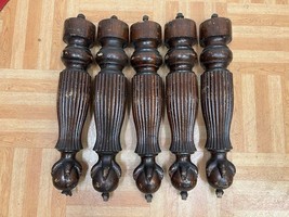 Vintage Large Table Legs carved antique set turned wooden victorian farmhouse x5 - £79.00 GBP