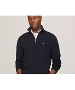 NEW TOMMY HILFIGER MOCKNECK PULLOVER FLAG LOGO QUARTER-ZIP SWEATSHIRT NA... - £24.09 GBP