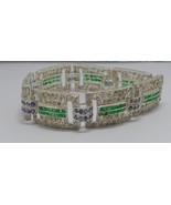 Vintage Victorian emerald sapphire and rosecut diamond statement Bracele... - £1,056.89 GBP