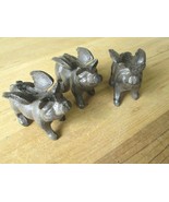 3 Cast Iron FLYING PIG Statue Farm Paper Weight Garden Rustic Figurine D... - $27.36 CAD