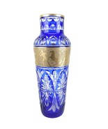 Huge Antique French/Bohemian Cobalt Cut to clear Heavy gold Vase - $1,252.35