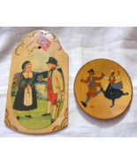 Vintage Wooden Trinket Plate &amp; Wall Decoration Dutch Painting Signed CRA... - $29.69