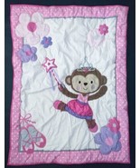 Carters Child Of Mine Pink Ballerina Princess Monkey Crib Comforter Baby... - £26.96 GBP