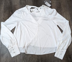 River Island NWT Women&#39;s Size 4 White Long Sleeve Blouse BY - £13.37 GBP