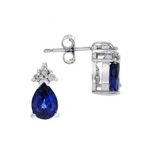 1.56 Ct. tw. Lab Created Sapphire And Diamond Earrings 14K White Gold - £393.98 GBP