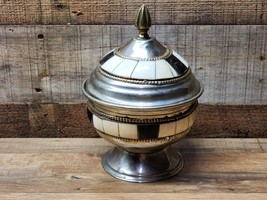 Antique Moroccan / Turkish Handmade Bowl Dish Urn Silver Nickel Metal Ornate - £22.43 GBP